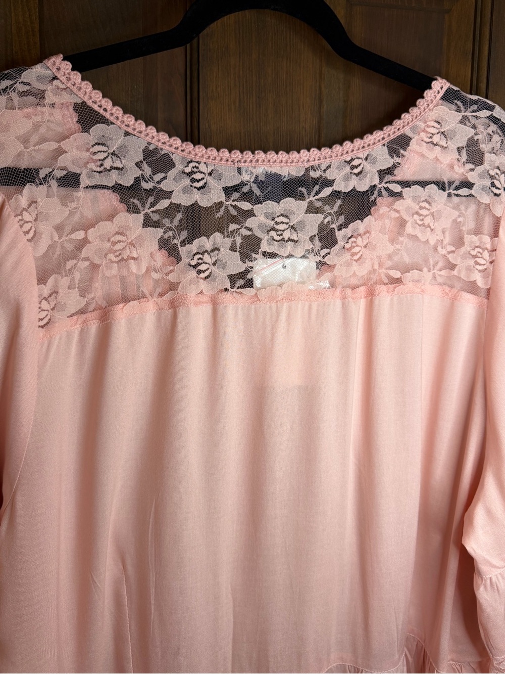 Roamans Plus Size 24W Pink Lace Tunic Blouse Boho Babydoll Tiered Peasant Dress - Picture 4 of 13